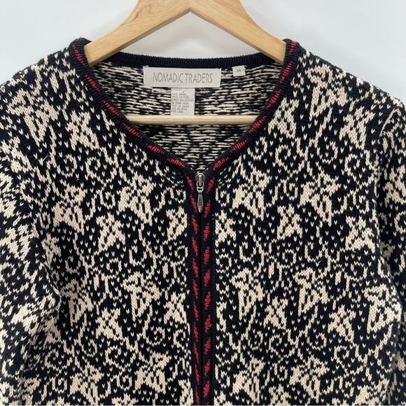 Nomadic Traders Grandmacore Full Zip Ramie Blend Knit Normcore Sweater Medium - Picture 2 of 9